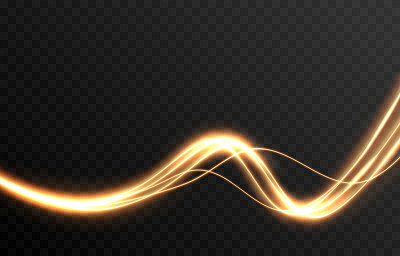 矢量发光光线。霓虹灯，灯光效果png。金线光png，神奇的辉光，闪耀。