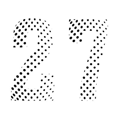 27号，半音27号。在白色背景上孤立的虚线插图。矢量插图。