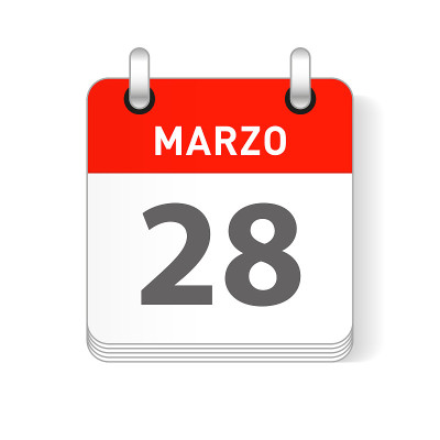 Marzo 28, March 28 Calendar Date Design
