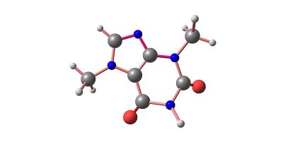 可可碱分子结构孤立于白色