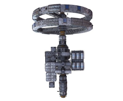 未来空间站孤立的白色背景3D插图