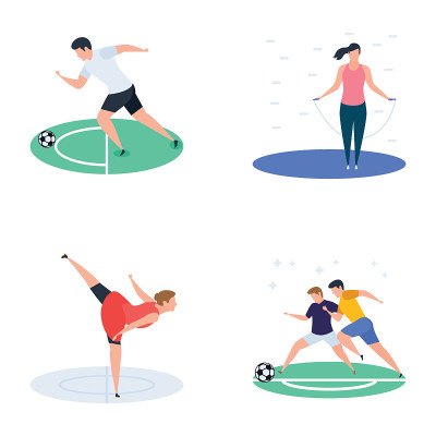 Set Of Cricket, Hockey, Sports Player Icons
