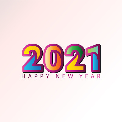 2021年新年快乐!优雅的色彩渐变设计。矢量图模板。