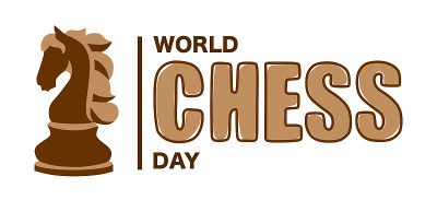 国际象棋的一天。横幅为节日的棋类风格。