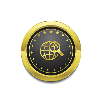 全球标志金色矢量图标按钮