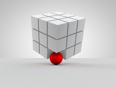 从人群中脱颖而出的3D立方体