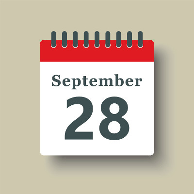 图标日日期9月28日，模板日历页