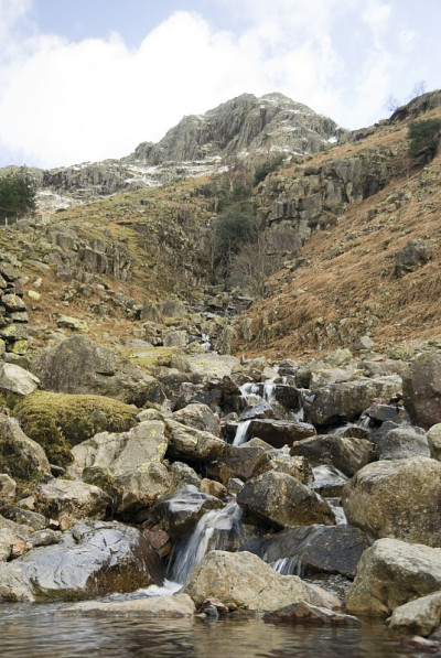 地牢Ghyll Force瀑布，湖区