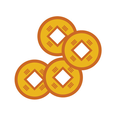 简单的中国古代金币矢量插图图形