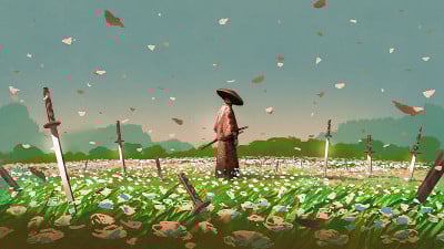 人在死亡的草地上