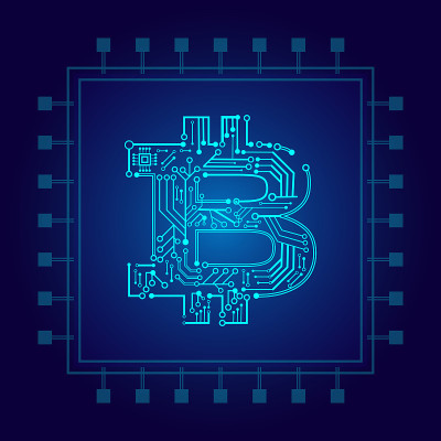 由电路板制成的比特币符号