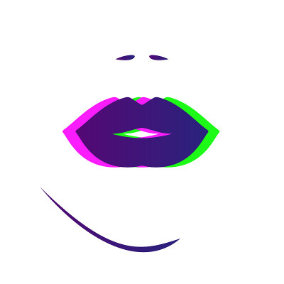 Abstract Lips in Glitch Style. Vector Illustration