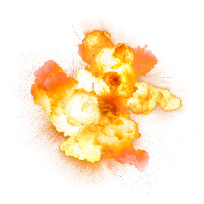白色背景上发生了爆炸