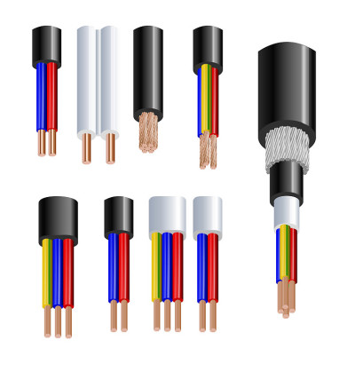 Various types power, acoustic cables with electric