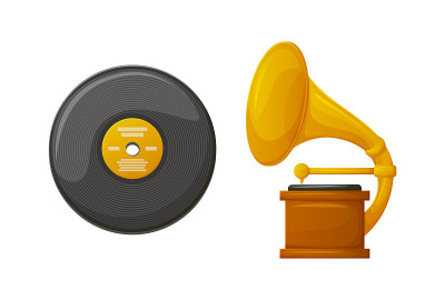 留声机与Vintage Vinyl Plate立体声图标