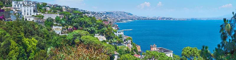 那不勒斯全景，海湾景色。坎帕尼亚省。意大利。