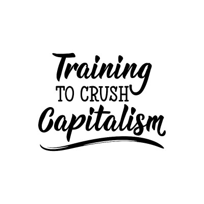 接受打击资本主义的训练。刻字。书法向量。墨水插图。