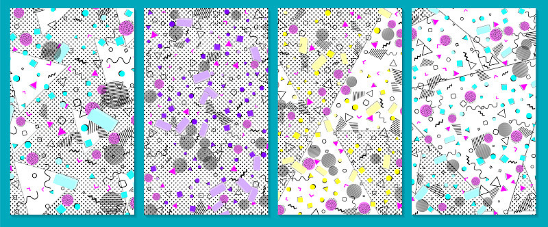 Set of  pattern. Pop art color background.