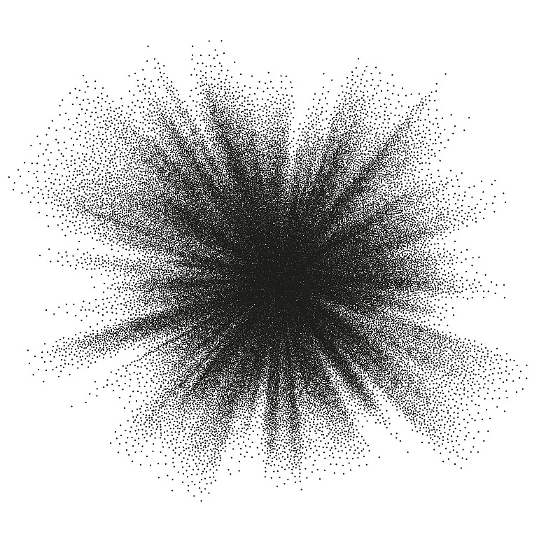 Pointillism burst dots pattern. Sunburst abstract 