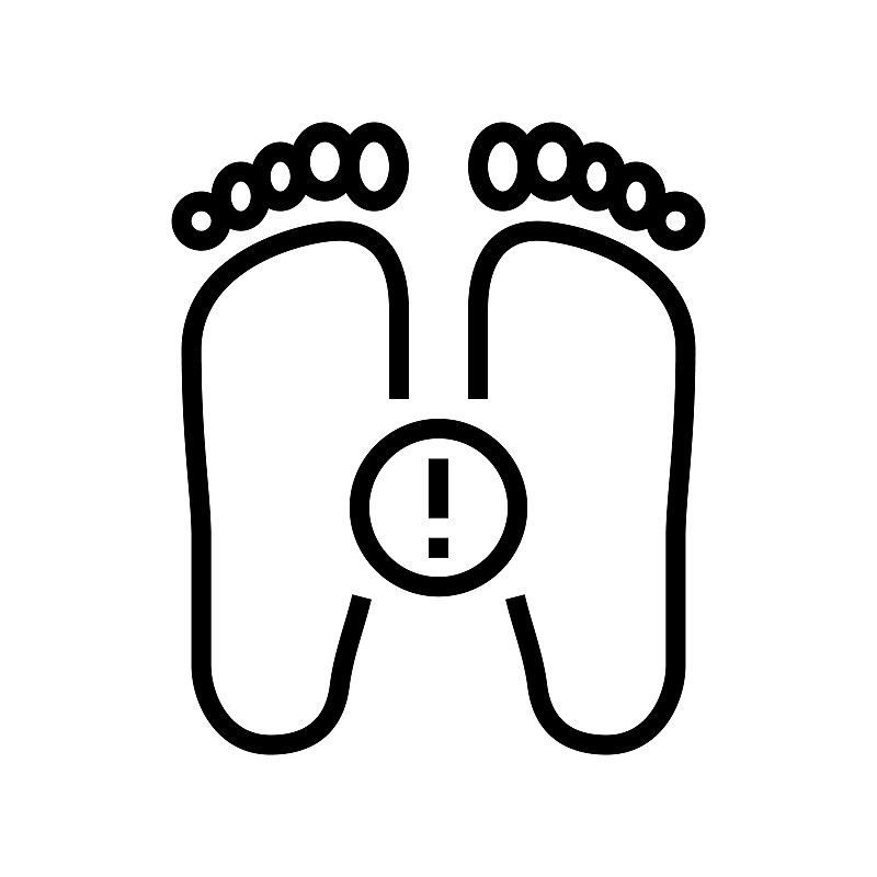 疾病扁平足线图标矢量插图