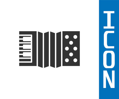 Grey Musical instrument accordion icon isolated on