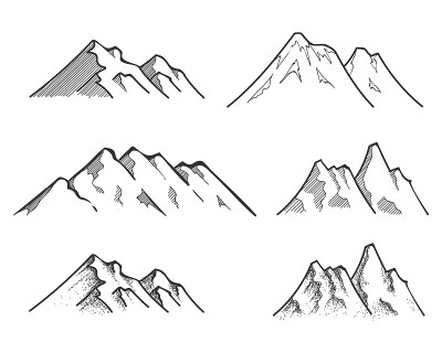 手绘山矢量插图