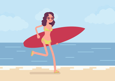 海滩上的冲浪女孩
