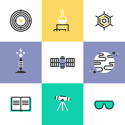 科学和天文学象形图图标集