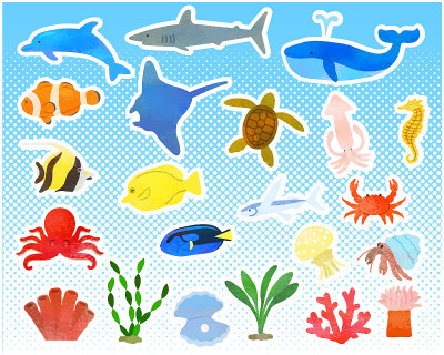 各种海洋生物设置/模拟风格