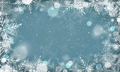 冬季矢量背景与雪花和发光元素。