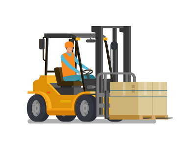 叉车,铲车。仓储、物流、仓储概念。矢量图