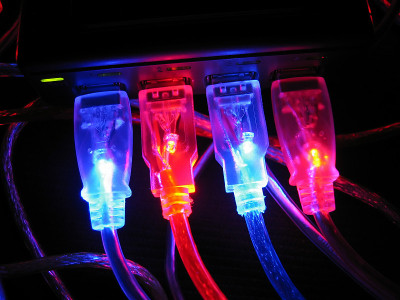 电脑，连接，电线，USB，集线器