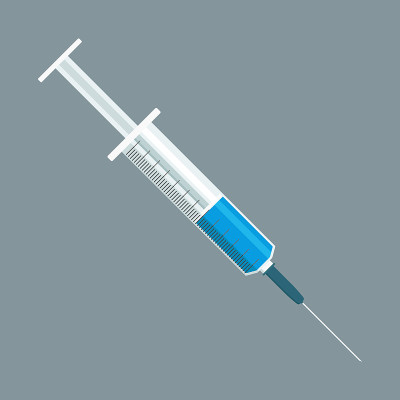 医疗注射器图标。注入的象征。矢量图