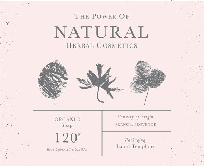 可定制的天然有机草本产品的复古标签。