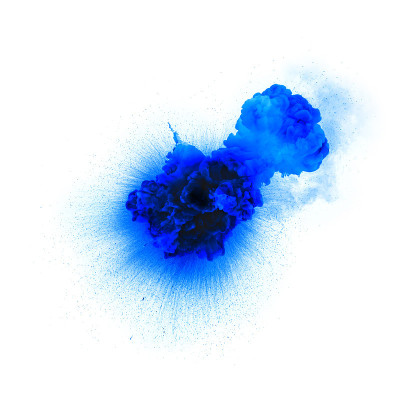 蓝色爆炸隔离在白色背景上