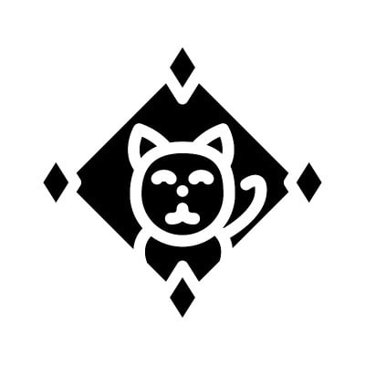 游戏关于数字收集猫在NFT形式字形图标矢量插图