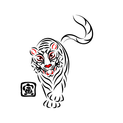 白虎白虎插画日本传统表演艺术歌舞伎舞台化妆熊田设计矢量白虎插画。日本传统表演艺术。歌舞伎舞台妆。Ku