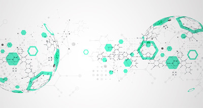 现代科学或技术使用六角形抽象背景。向量。