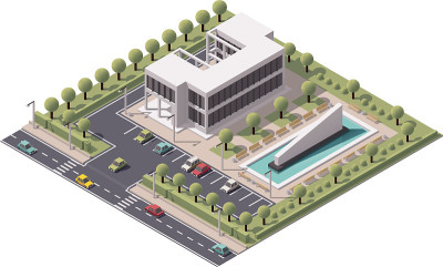 矢量等距办公建筑图标