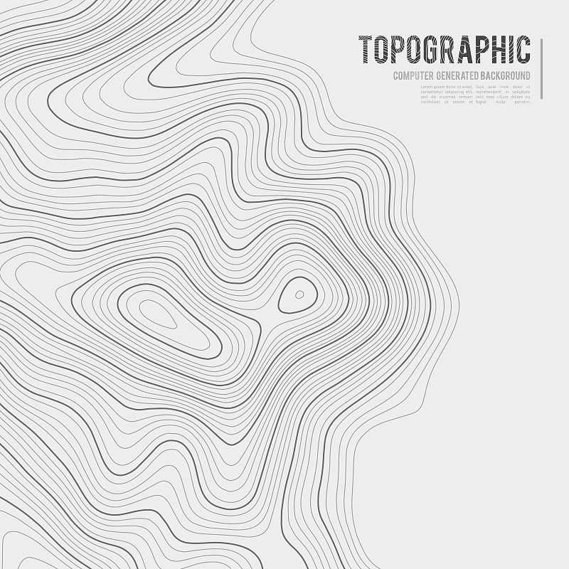 Grey contours vector topography. Geographic mounta