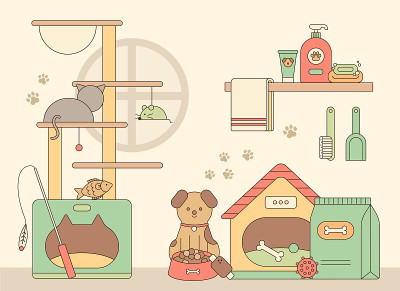 可爱的宠物和用品