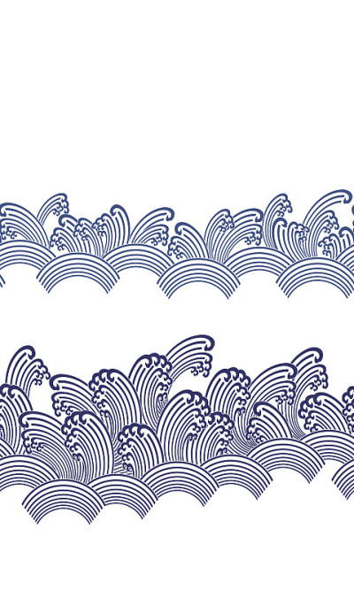Ornament design of the wave Japanese style in seam