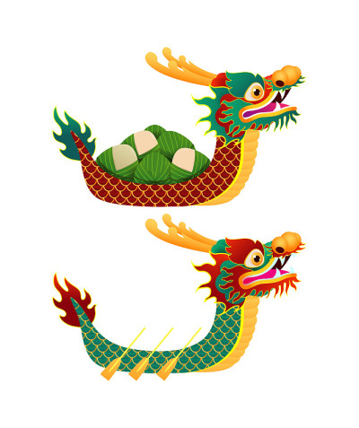 端午节用粽子，可爱的汉字设计快乐端午节孤立在背景贺卡上，白色背景孤立矢量插图。