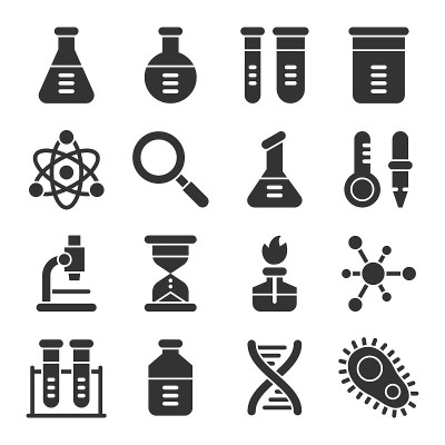 化学科学实验室符号向量图标集