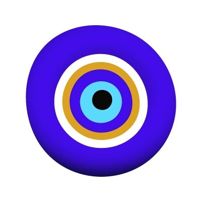 蓝色东方邪眼符号护身符平面风格设计矢量插图。