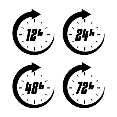 12, 24, 48, and 72 Hours Time Clock Arrow Signs
