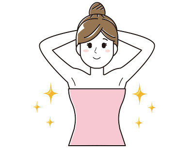 矢量插图的女人正在做腋毛去除。