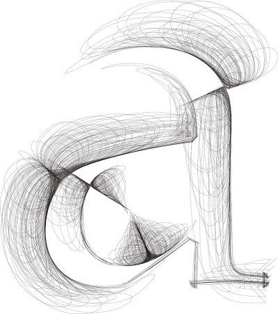 手绘字体。字母a。矢量插图