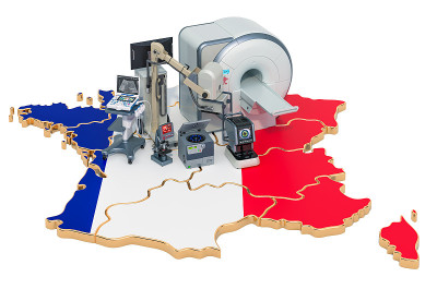 法国的医学诊断和研究，白底上的3D渲染孤立