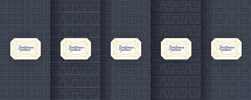 Set of dark vintage seamless backgrounds for luxur